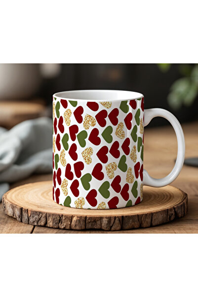BB TRADE White Ceramic Printed Mug with Hearts Design 330ml