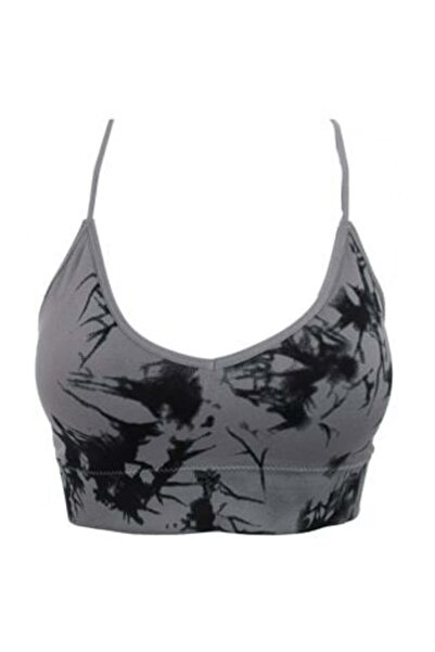 OEM Women's Sports Bra Gray with Black Tie Dye Pattern - One Size