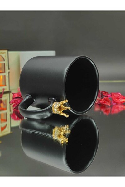 KirLiNova Crown Detailed Black Mug (Single)