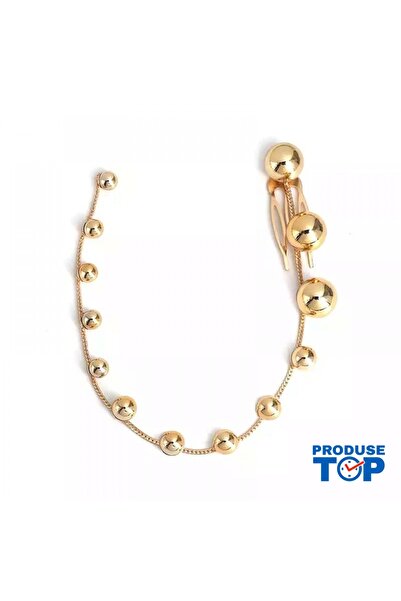 Produse.Top Elegant Gold Hair Chain with White Pearls and Comb
