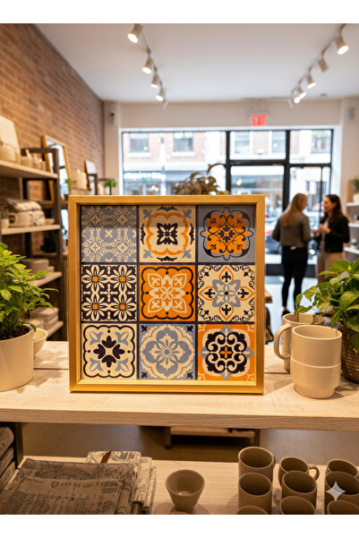 zaTen Pazar صينية عرض بتصميم إطار خشبي - صينية ديكور للهدايا