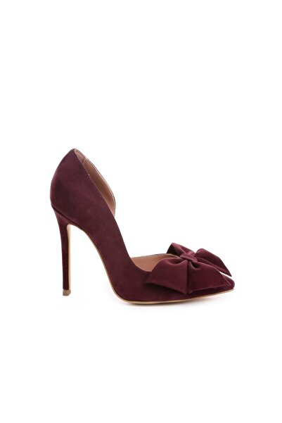 The 5th Element Pantofi stiletto piele naturala Burgundy cu funda Cut