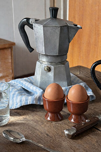 Beige & Stone Ceramic Brown Egg Cup – Set of 2