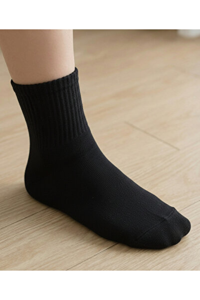 DRAV 3'lü Siyah Renk Havlu Taban Kolej Çorabı - (Tabanı Kalın & Dikişsiz)