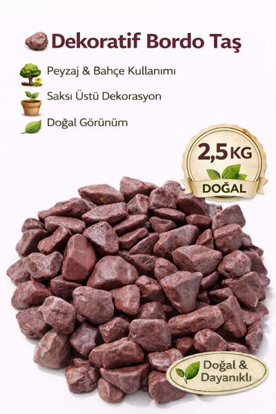 MF Botanik Dekoratif Bordo Çakıl Taşı 1-2 Cm 2,5 Kg