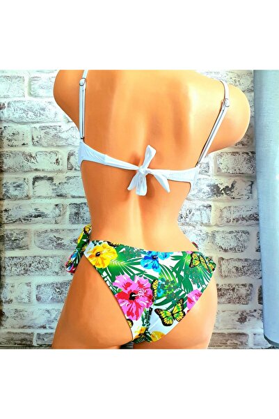 Produse.Top Two-Piece Bathing Suit with White Balconette Push-Up Bra