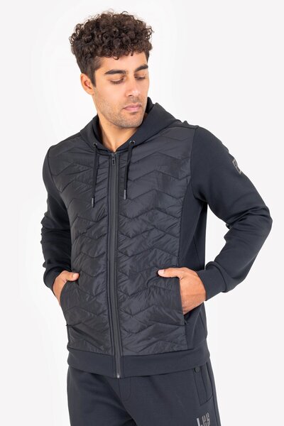 Lescon Black Men's Zippered Hooded Sweatshirt 23N-1154