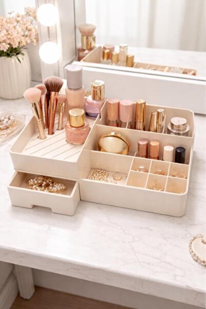 Ark كود 2048 منظم متعدد الأغراض للمجوهرات والمكياج ذو 13 قسمًا ودرجًا بلون ال...