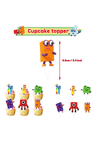 Choice 12 قطعة من زينة الكب كيك على شكل مكعبات بناء على شكل أرقام، لوازم حفلا...