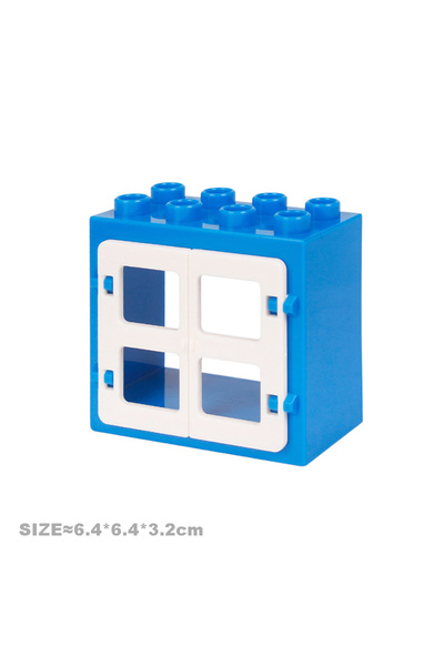 Choice44 نافذة زرقاء رفيعة، مكعبات بناء كبيرة، قطع ملحقة للمنزل، سقف، نافذة، ...