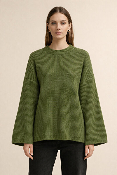 Kirazgym Casual Knitwear Sweater with Round Neck - Pistachio Green
