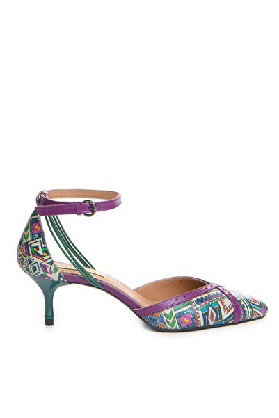 The 5th Element Rihanna's Purple Aztec Genuine Leather Stiletto Shoes