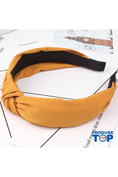 Produse.Top Bentiță galbenă cu nod decorativ