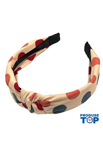 Produse.Top Bentiță bej cu buline și nod decorativ