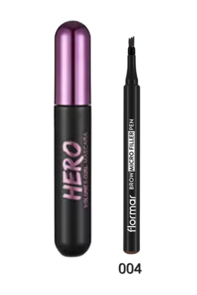 Flormar ماسكارا هيرو فوليوم آند كيرل و قلم مايكرو فيلر004