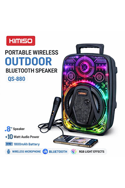 Midcom PL-4657 BT USB SD AUX 8 İNÇ Mikrofonlu Anfi Yüksek SES Taşınabilir RGB...