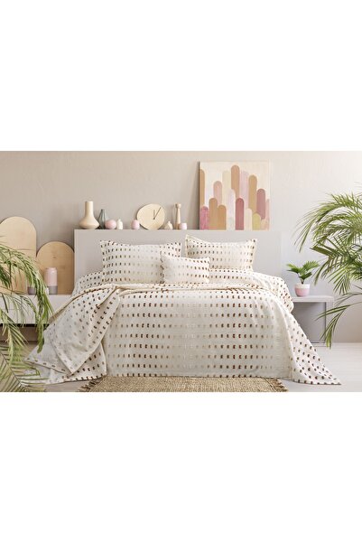 Calantha Home Collection طقم مفرش سرير مزدوج من لورين 4 قطع إكرو 240 × 260 سم...