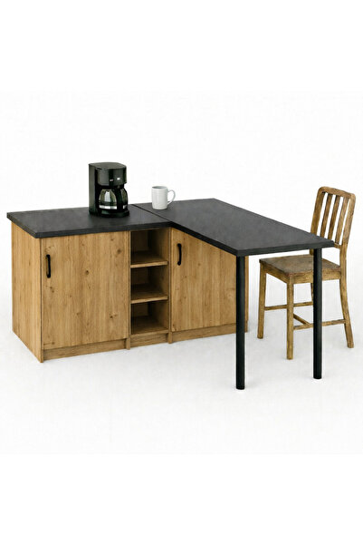 Tdesigno Sara L Mutfak Adası - 2 Kapaklı - Çok Amaçlı Dolap - Alt Modül - Kil...