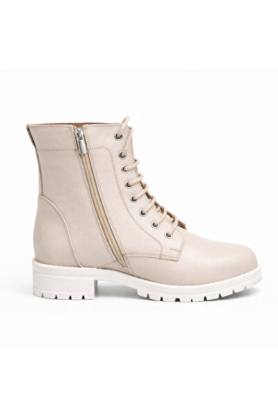 Castle Black Lotus Genuine Leather Beige Women's Boots