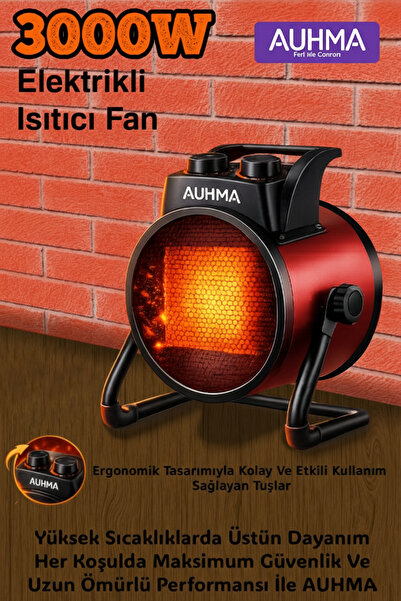 Merwish 3000W Elektrikli Isıtıcı Fan PTC Panel Sessiz Çalışma Hızlı Isınma Gü...