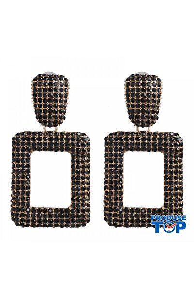 Produse.Top Elegant Square Earrings with Black Rhinestones CW05
