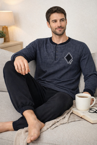 Wordex Flk 7008 Interlock Winter Plaid Pajama Men's Pajama Set