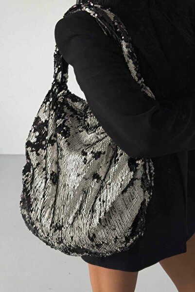 AYAKKABI PRENSİ Usra Sequined Silver Black