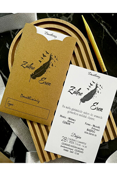 AnadoluMatbaacılık ZARF BASKILI NİŞAN VE DÜĞÜN DAVETİYESİ ((50 ADET))