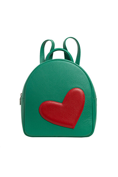 LAURA OLARU ADDA Green Backpack with Heart