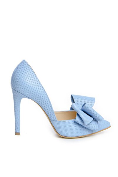 The 5th Element Pantofi stiletto piele naturala Bleu cu funda