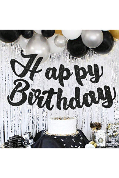 choice2 black Happy Birthday Banner, Black/Gold/Silver/Purple/Rose Gold Birth...