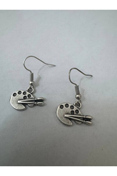 Yuchicly Artist Palette and Brush Figured Art Themed Silver Color Unisex Dang...