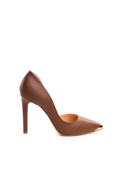 The 5th Element Camel Gold Cut genuine leather stiletto shoes