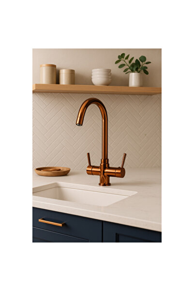 banyosepeti صنبور حوض غسيل من النحاس الذهبي الوردي المُنقّى من رويال فلو – 36...