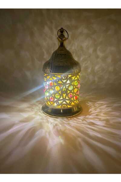 dehkah فانوس ذهبي مصباح مزخرف بالألوان ضوء الحجم 27*15*15 Fanos Ramadan
