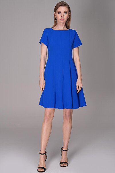 Journey Kayık Yaka-Kısa Kollu, Parçalı Mini Elbise