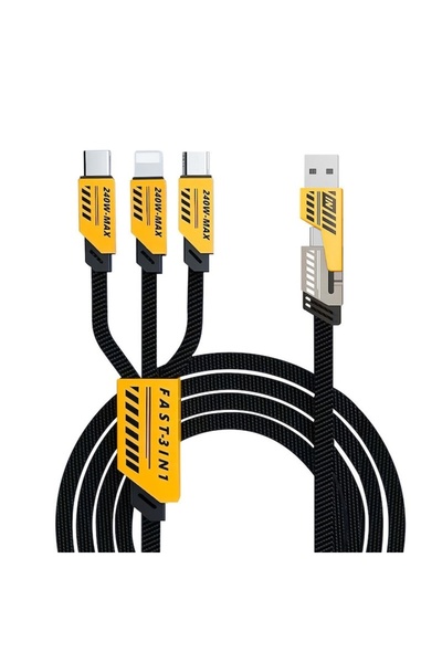 FOXMAG24 Καλώδιο δεδομένων 3 σε 1, 1 μ., USB-C/Micro-USB/Lightning, γρήγορη φ...