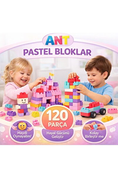 hak-iş oyuncak Vakumlu Pastel Blok 120 Parça Eğitici Oyuncak Yapı Seti