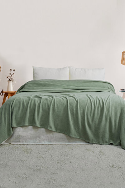 Cotanique Dama Çift Kişilik Yatak Örtüsü & Pike 210 x 230 cm Çağla Yeşili