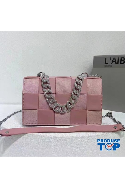 Produse.Top Elegant Pink Office Handbag with 3D Square Design