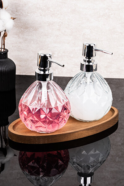 Dolkin Home Διπλός γυάλινος διανομέας υγρού σαπουνιού με ασημένιο καπάκι και ...