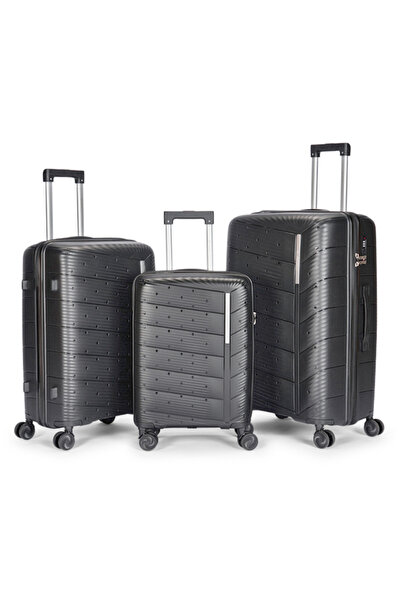 LİMRA A travel luggage set consisting of 3 wheeled suitcases with a sturdy an...