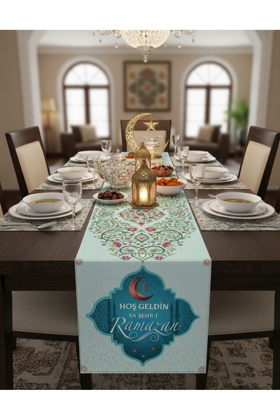 tarzınısec Special for the Ramadan Month, Set of 4 Digital Printed Runner Tablecloths – 40X140 cm