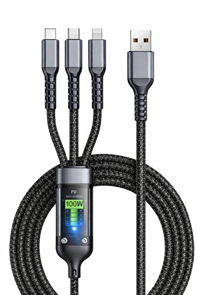 jetucuzal Platoon PL-8911 100W PD 3’ü 1 Arada Hızlı Şarj Kablosu USB-C USB-A ...