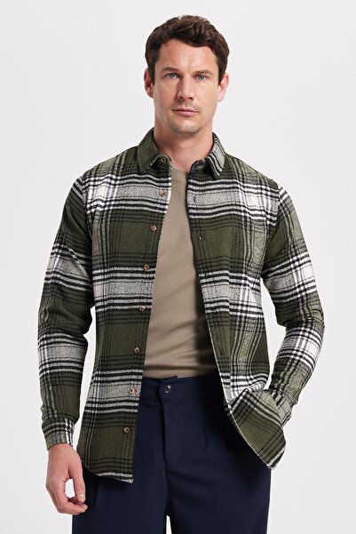 Tudors Men's Slim Fit slim fit checkered winter lumberjack shirt