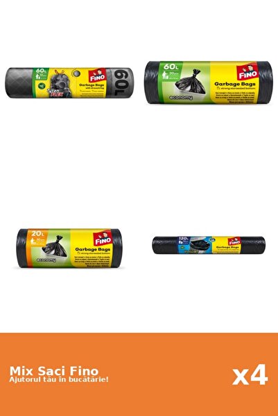 Fino Set 4 Saci Fino: 1x 60 l, 1x 20 buc, 1x 30 buc, 1x 120 l