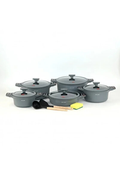 Generic Granite cookware set with a unique design, gray color - 13 pieces