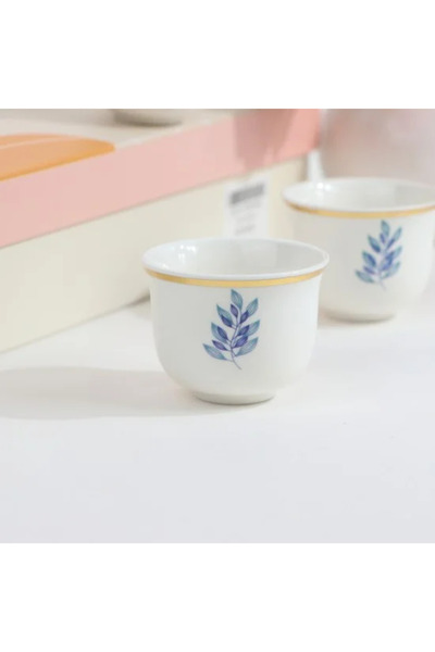 Generic Blue Rose Decorated Porcelain Coffee Cup Set - 12 Pieces