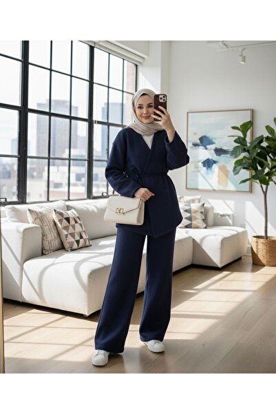 vvesario Günlük Tesettür Belden Bağlamalı Alt Üst Takım