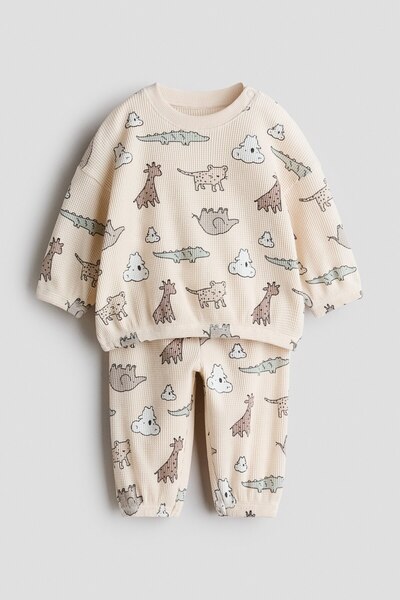 H&M 2 Parçalı Baskılı ve Pamuklu Set